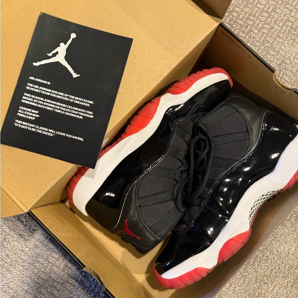Air Jordan Retro 11 Black and Red Sneakers Size 10.5